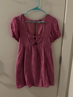 Xtraordinary Mauve Eyelet Bow-Front Short Sleeve Tunic